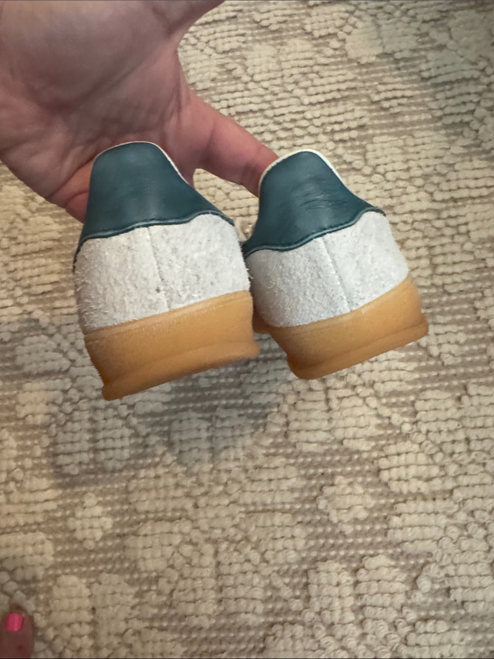 adidas Gazelle Suede Sneakers in Light Gray with Pink Stripes - Picture 3 of 7